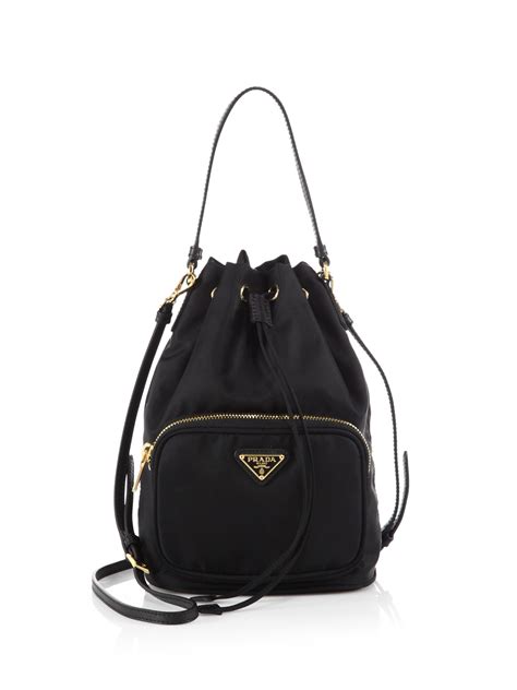 prada tess drawstring nylon pouch crossbody bag|Prada nylon shoulder bag.